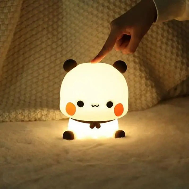 Luminária Noturna de LED Panda Fofo – Abajur de Toque com Textura Macia