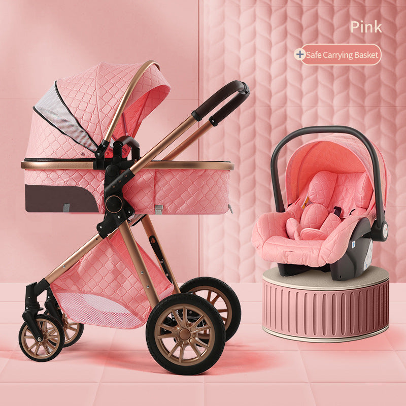 Carrinho de Bebê Dobrável com Assento Reclinável – Leve, com Suspensão Dupla e Multiuso para Recém-Nascidos