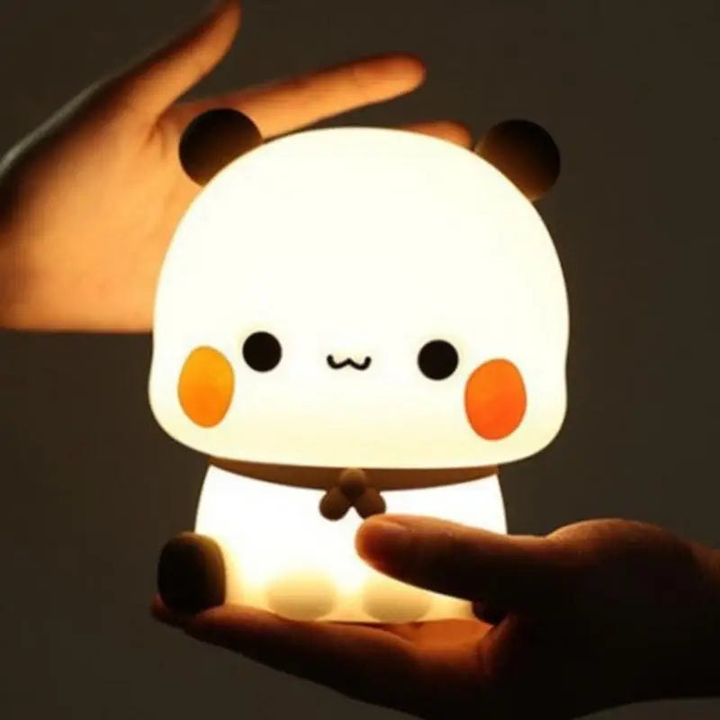 Luminária Noturna de LED Panda Fofo – Abajur de Toque com Textura Macia