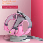 Peitoral Ajustável com Guia para Cães e Gatos – Modelo Refletivo em Tela Respirável para Passeios ao Ar Livre