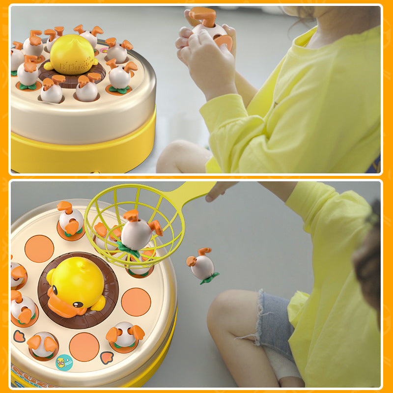 Brinquedo Educativo B. Duck – Patinho Amarelo para Treinamento de Foco e Interação Pais e Bebês, Quebra-Cabeça de Pesca com Disco Saltitante