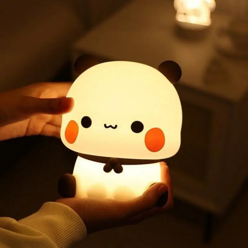 Luminária Noturna de LED Panda Fofo – Abajur de Toque com Textura Macia