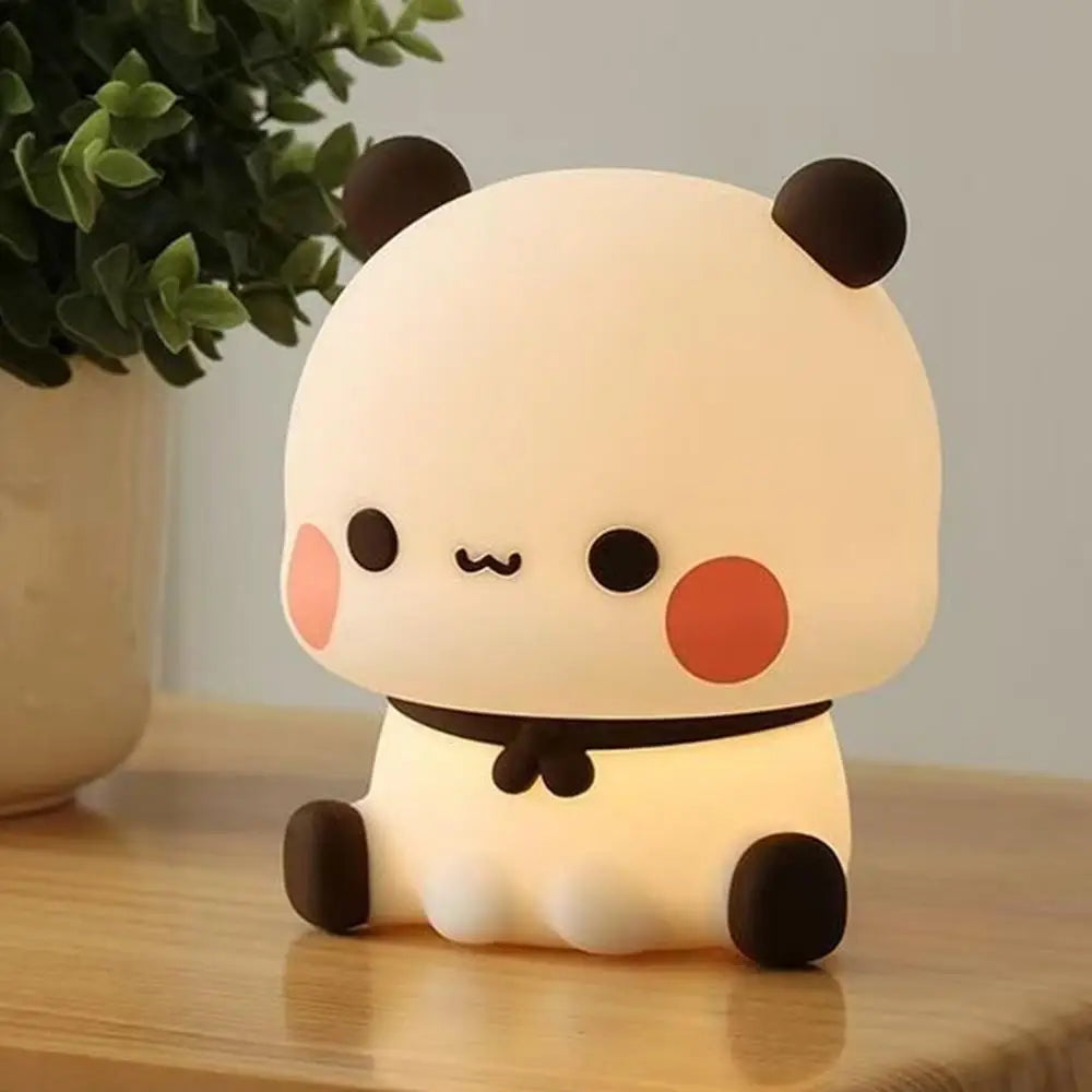 Luminária Noturna de LED Panda Fofo – Abajur de Toque com Textura Macia